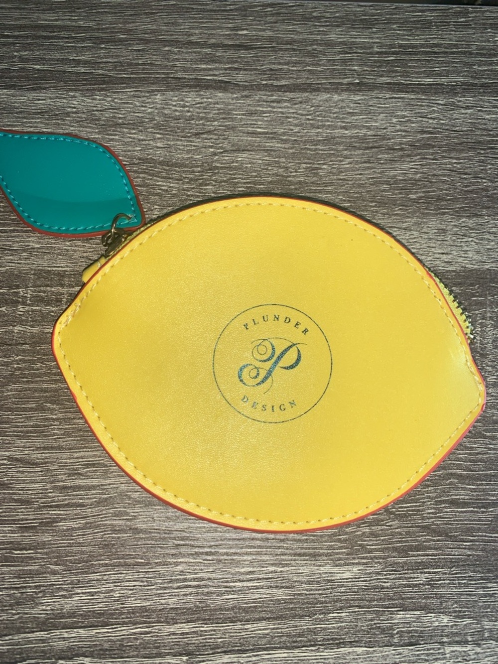 Plunder Yellow Lemon-Shaped Key & Card Holder with Teal Leaf Pull